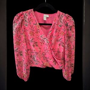 Joie Floral Pink Wrap Top - XS